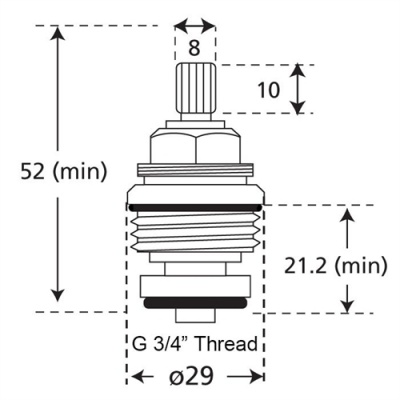 Standard 3/4 Inch Wind Down Bath Tap Valve